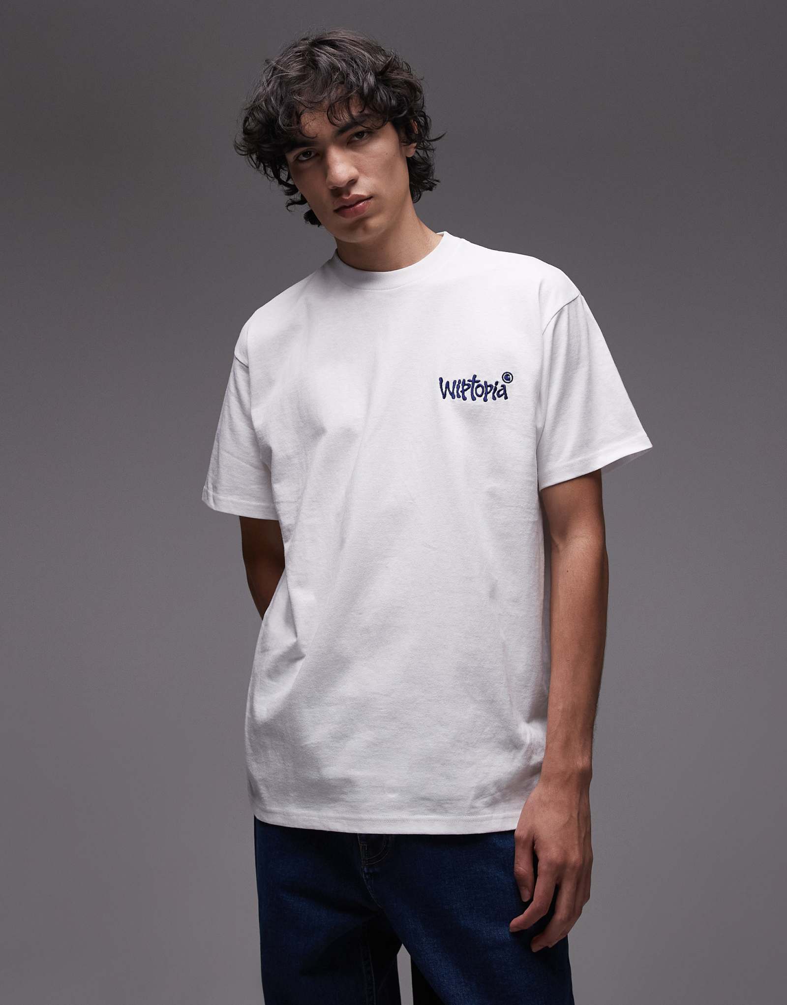 Футболка свободного кроя Carhartt WIP wiptopia script белого цвета