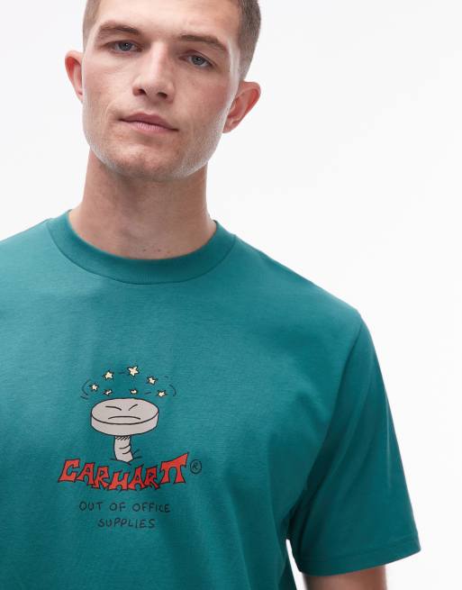Carhartt WIP work life romance relaxed fit t-shirt in green, 4 of 5