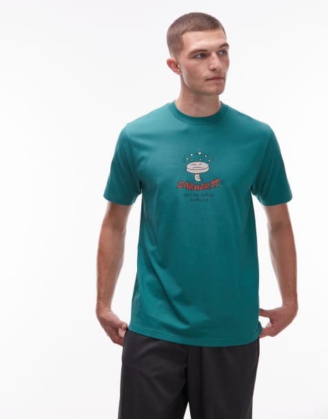 Carhartt WIP – Work Life Romance – Zielony luźny T-shirt z nadrukiem - view 1