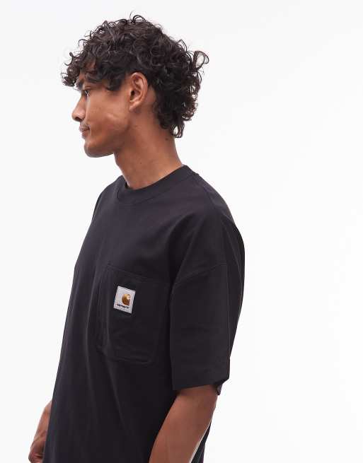 Carhartt WIP work pocket boxy fit t-shirt in black, 4 of 5