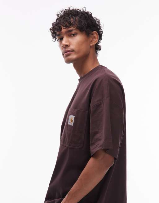 Carhartt WIP - Work Pocket - Brun T-shirt i firkantet pasform, 4 af 5