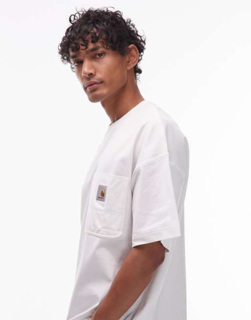 Carhartt WIP - Work Pocket - Hvid T-shirt i firkantet pasform, 4 af 5