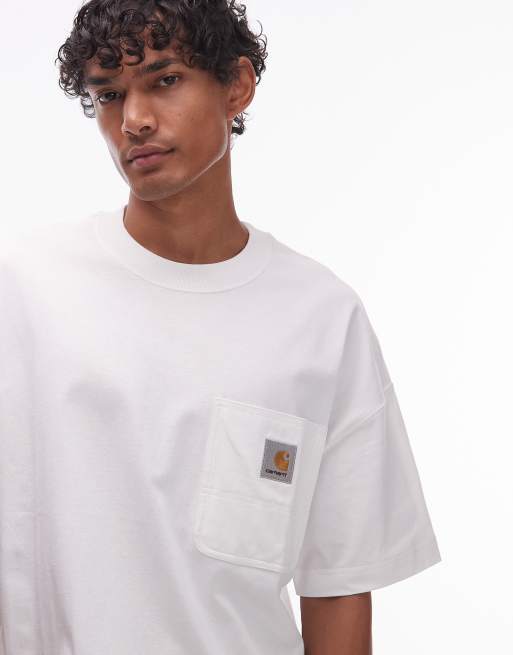 Carhartt WIP - Work Pocket - Hvid T-shirt i firkantet pasform, 5 af 5