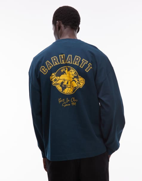 Carhartt WIP world class back print boxy fit  long sleeve t-shirt in dark blue - view 1