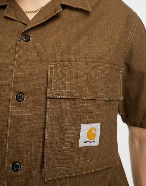 Carhartt WIP Wynton short sleeve shirt in brown, 4 of 4