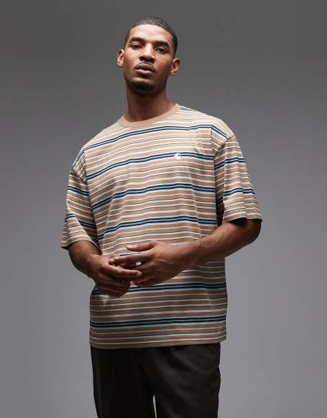Carhartt WIP – Zane – Beige och blå t-shirt - view 1