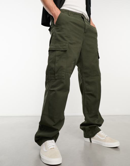 Carhartt WIP – Zielone bojówki o regularnym kroju