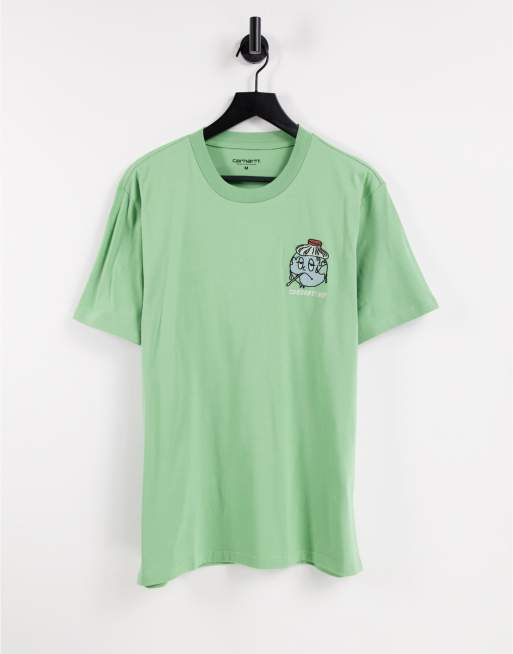Carhartt WIP – Zielony T-shirt z motywem przeziębionej Ziemi