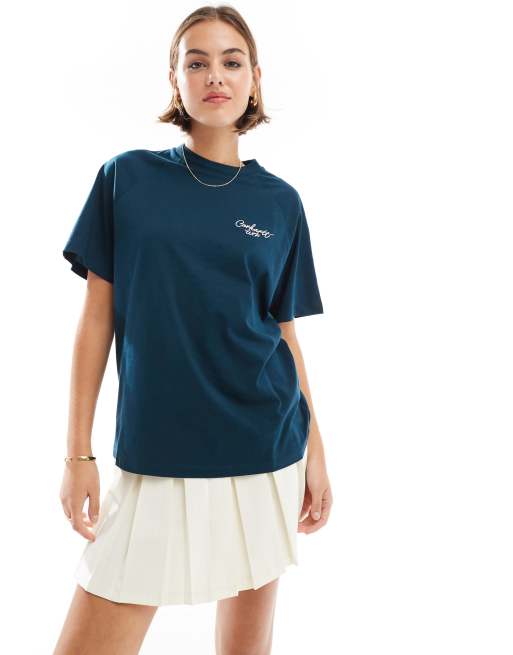 Carhartt WIP – Zielony T-shirt z napisem z logo