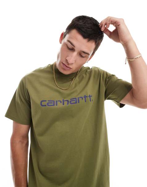 Carhartt WIP – Zielony T-shirt z napisem - view 1