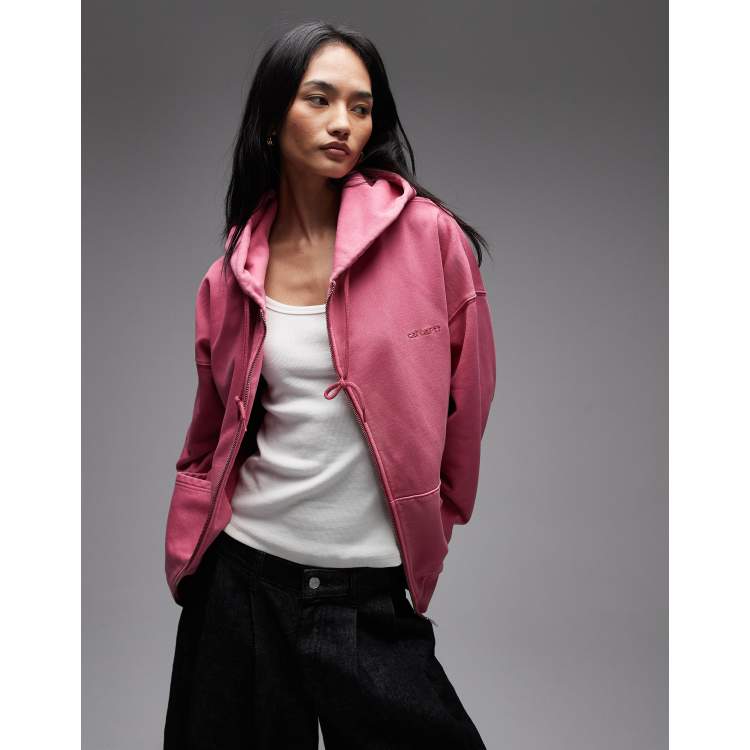 Carhartt WIP zip through benton hoodie in pink | ASOS