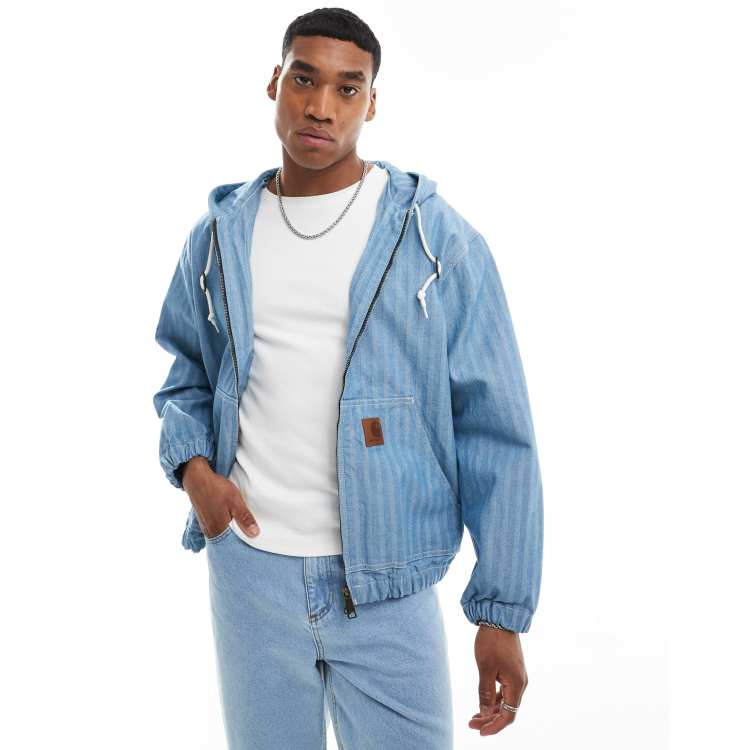 Carhartt WIP zip through hooded denim jacket in blue ASOS