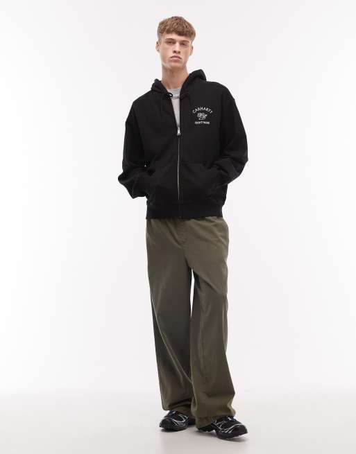 Carhartt WIP zip through hoodie with monogram logo back print in black, 2 of 5