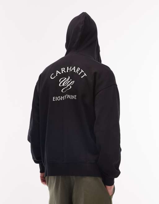 Carhartt WIP zip through hoodie with monogram logo back print in black, 3 of 5