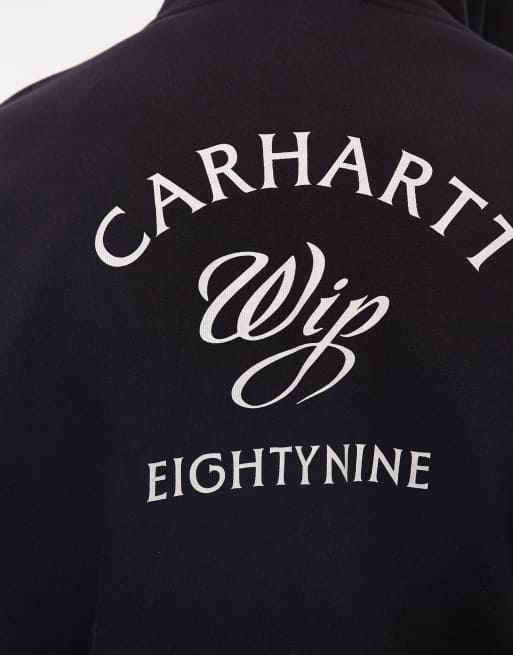 Carhartt WIP zip through hoodie with monogram logo back print in black, 5 of 5