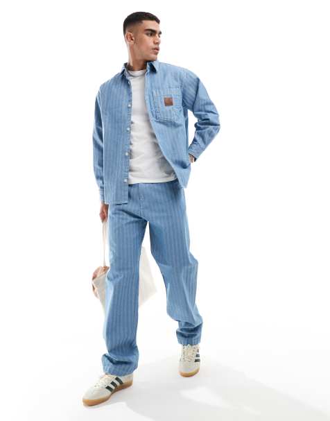 Carhatt WIP co-ord menard herringbone jean in blue - view 1