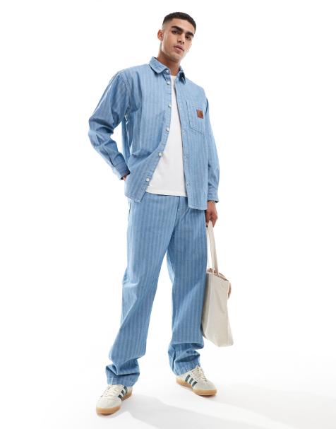 Carhatt WIP co-ord menard herringbone tapered jean in blue - view 1