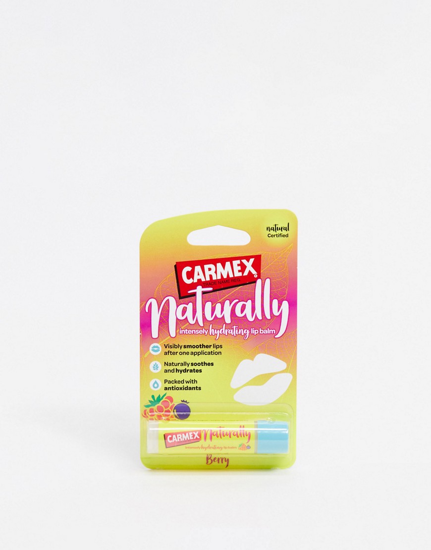 Carmex – Naturally Intensely Hydrating Lip Balm – Läppbalsam med bärdoft-Ingen färg