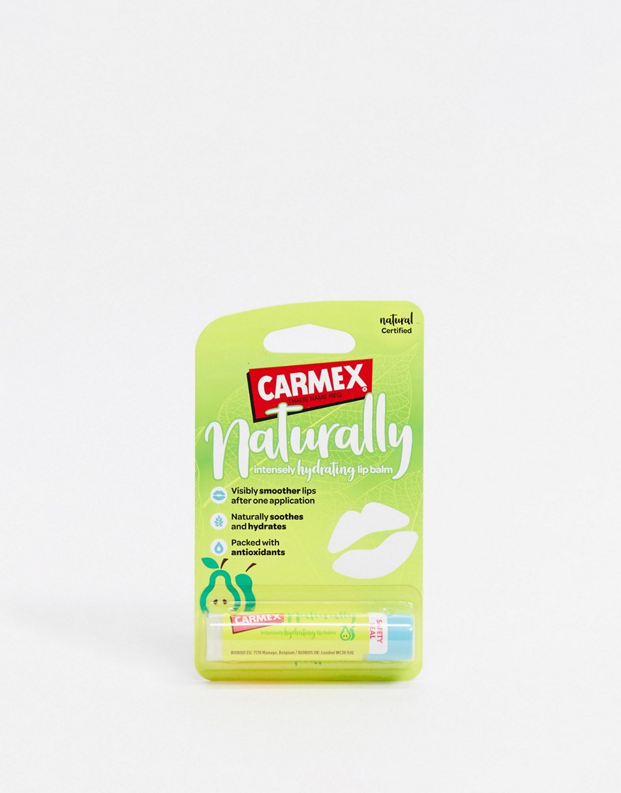Carmex – Naturally Intensely Hydrating Lip Balm – Läppbalsam med pärondoft-Ingen färg