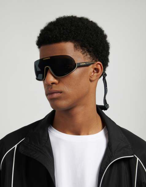Carrera Eyedra mask sunglasses with grey lenses in black - BLACK - view 1