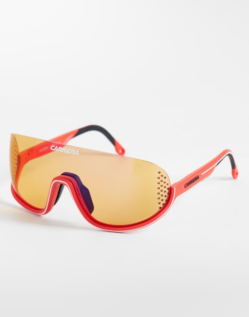 Carrera Eyedra mask sunglasses with orange lenses in red - RED, 3 of 3