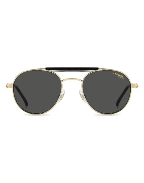 Carrera - Lunettes de soleil rondes à verres gris - Doré - view 1