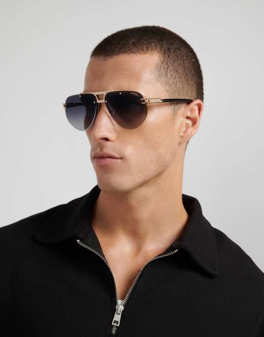 Carrera - Occhiali da sole rettangolari color oro con lenti grigio scuro