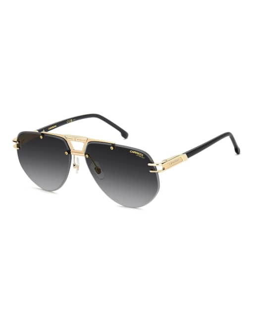 Carrera - Occhiali da sole rettangolari color oro con lenti grigio scuro, 2 di 7