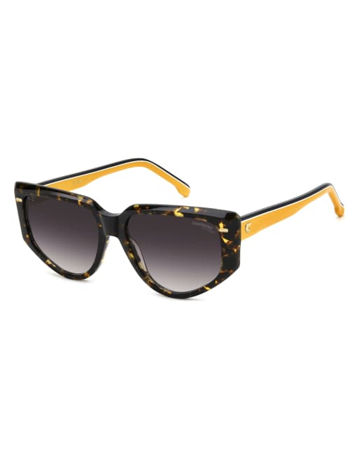 Carrera – Rechteckige Sonnenbrille in Braun mit rosa Gläsern, 2 von 4