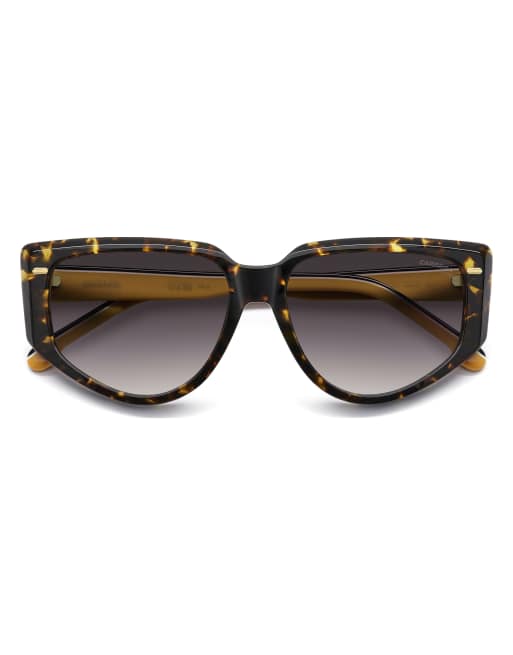 Carrera – Rechteckige Sonnenbrille in Braun mit rosa Gläsern, 3 von 4