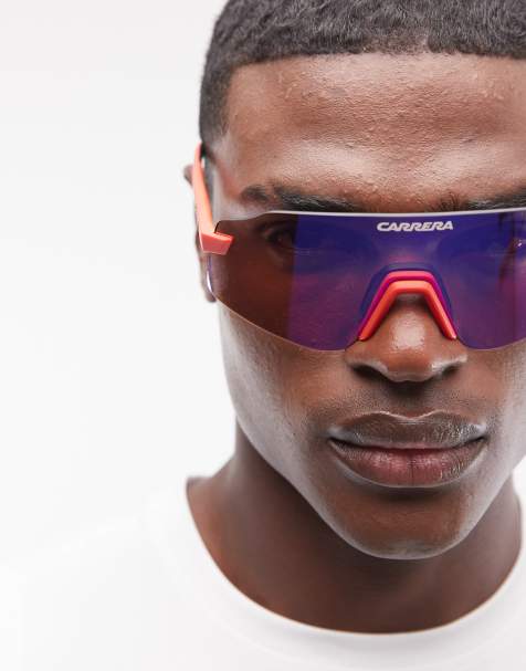 Carrera – Rechteckige Sonnenbrille in Braun mit roten Gläsern - view 1