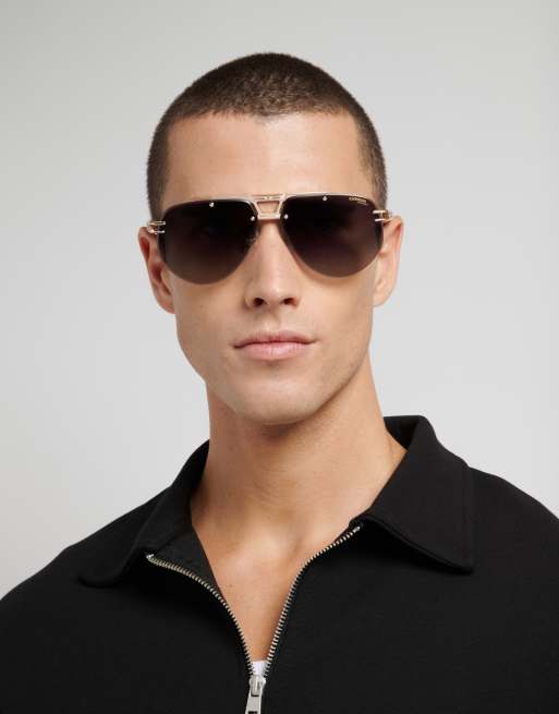 Carrera – Rechteckige Sonnenbrille in Gold mit dunkelgrauen Gläsern, 7 von 7