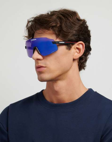 Carrera – Rechteckige Sonnenbrille in Schwarz mit Gläsern in Lila - view 1