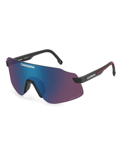 Carrera – Rechteckige Sonnenbrille in Schwarz mit Gläsern in Lila, 2 von 7