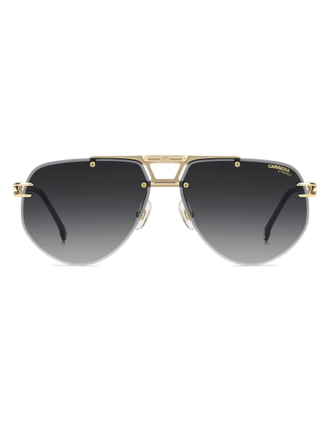Carrera - Rechthoekige zonnebril met gouden montuur en donkergrijze glazen - view 1