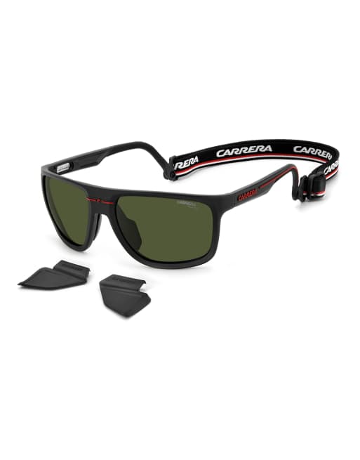 Carrera - Sport - Gafas de sol negras rectangulares con lentes verdes, 6 de 7