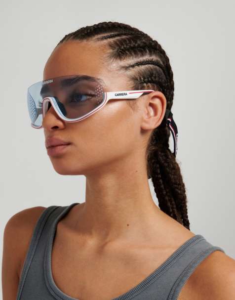 Carrera Sunglasses Eyedra mask sunglasses with azure lenses in white - view 1