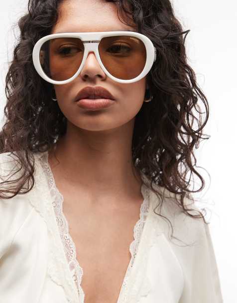 Carrera Sunglasses - Victory C - Gafas de sol blancas de estilo aviador con lentes marrones - view 1