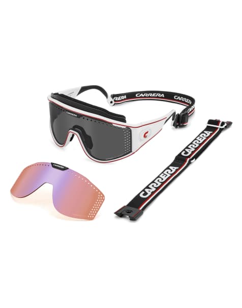 Carrera – Transforma – Maskenförmige Sonnenbrille in Weiß mit grauen Gläsern - view 1