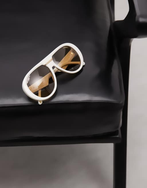 Carrera – Victory C – Pilotensonnenbrille in Weiß mit braunen Gläsern, 3 von 4