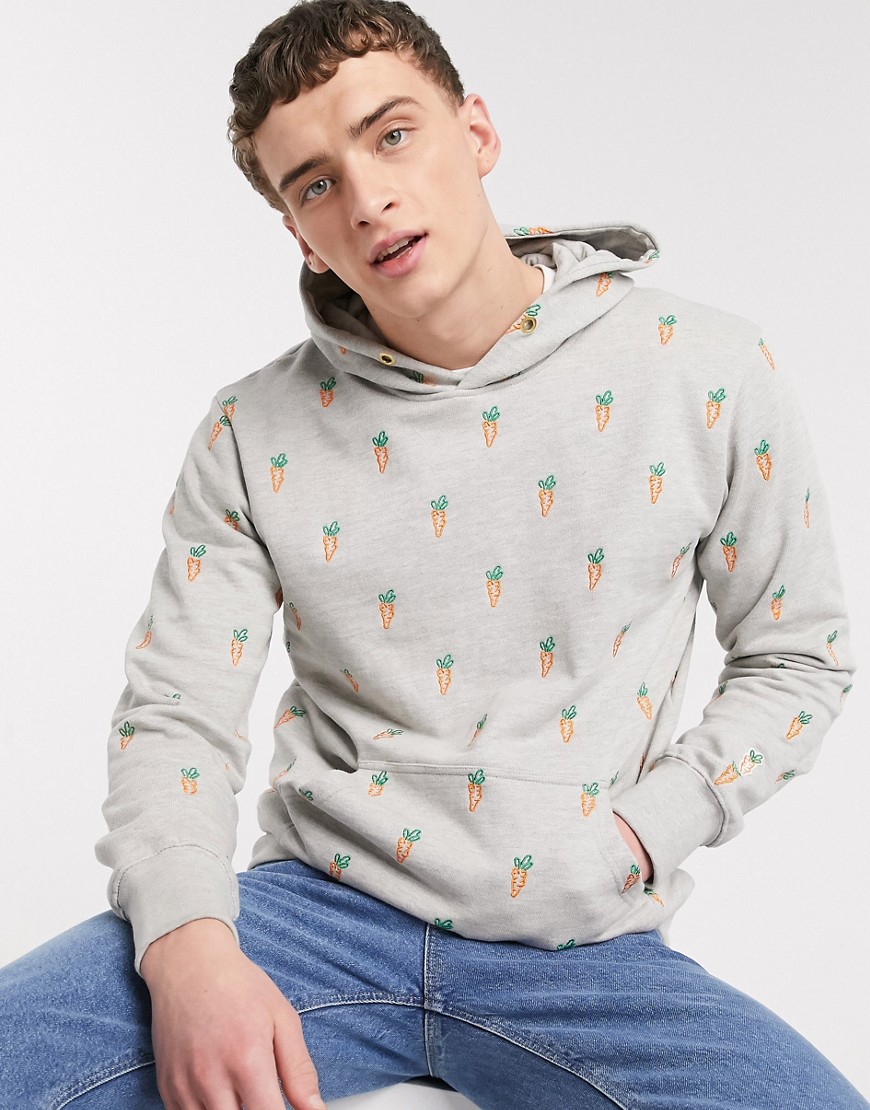 Carrots all-over print hoodie in grey