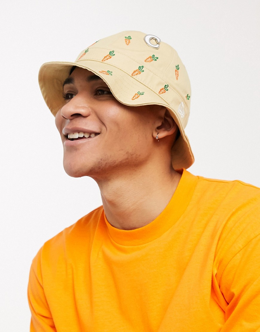 Carrots - Cappello da pescatore con stampa del logo beige