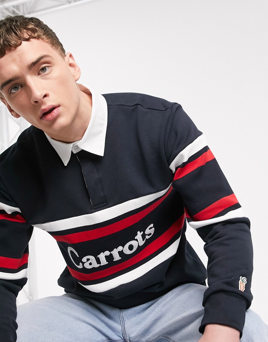 Carrots Wordmark - Rugby sweatshirt met lange mouwen in marineblauw