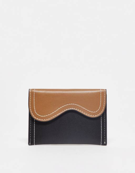 Cartera con diseño color block de colores neutros de cuero sintético suave Wave de Hvisk