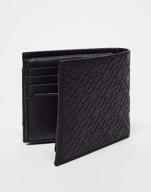 Cartera negra con diseño de monograma de cuero premium de Tommy Hilfiger, 3 de 4