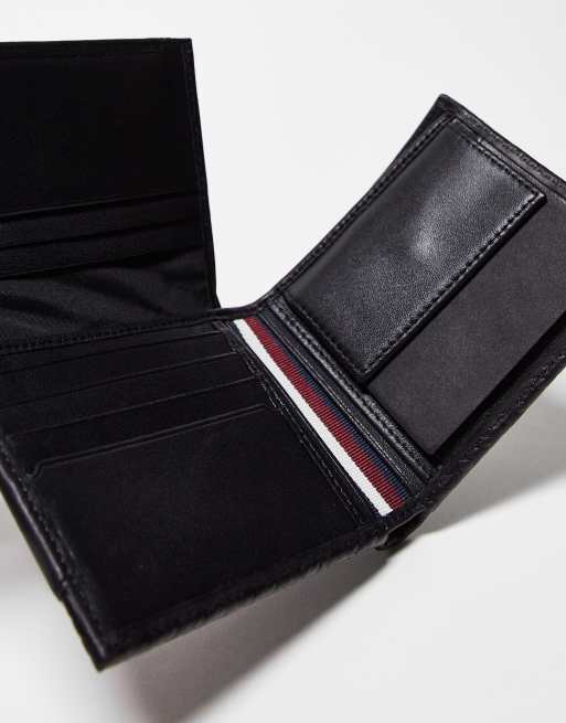 Cartera negra con diseño de monograma de cuero premium de Tommy Hilfiger, 4 de 4