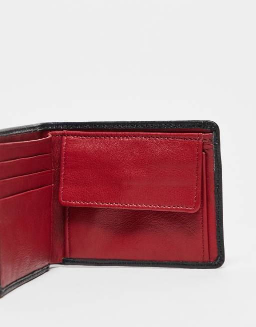 Cartera negra y roja con diseno en contraste de cuero de ASOS DESIGN ASOS