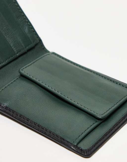 Cartera negra y verde con diseño en contraste de cuero de ASOS DESIGN, 2 de 3