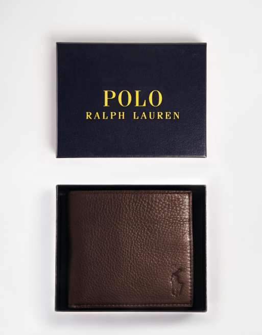 escucha frecuencia facil de manejar Cartera plegable de cuero marrón de Polo Ralph Lauren | ASOS