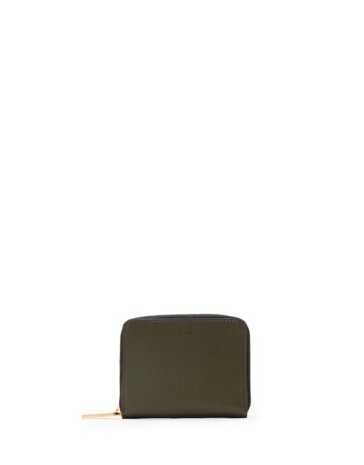 Cartera verde militar con cremallera Lena Hex de AllSaints